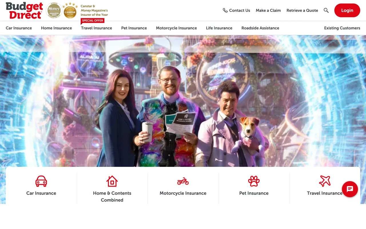 Budget Direct website screenshot